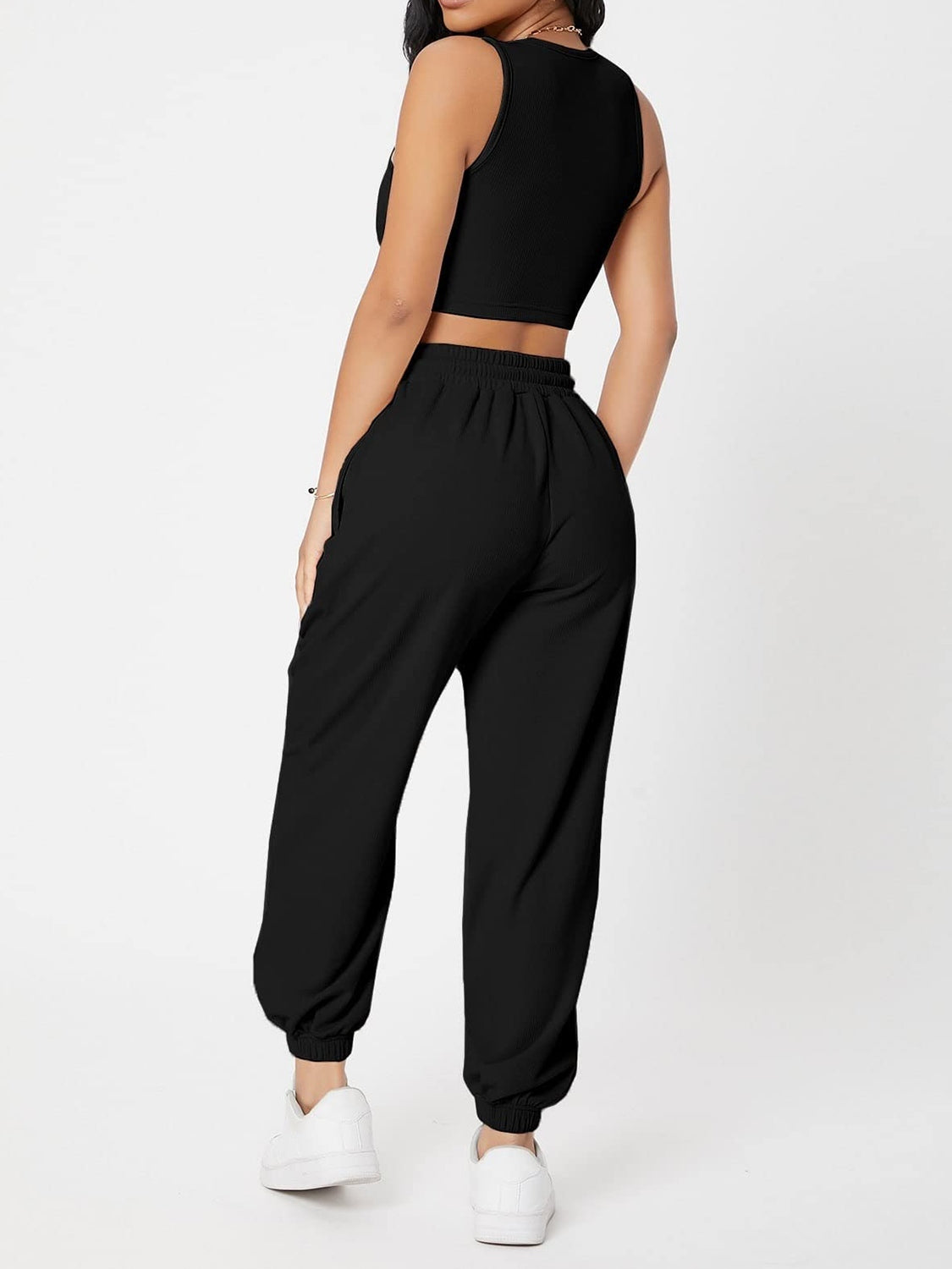 Wide Strap Top and Drawstring Joggers Set - Lily and Lavender Boutique