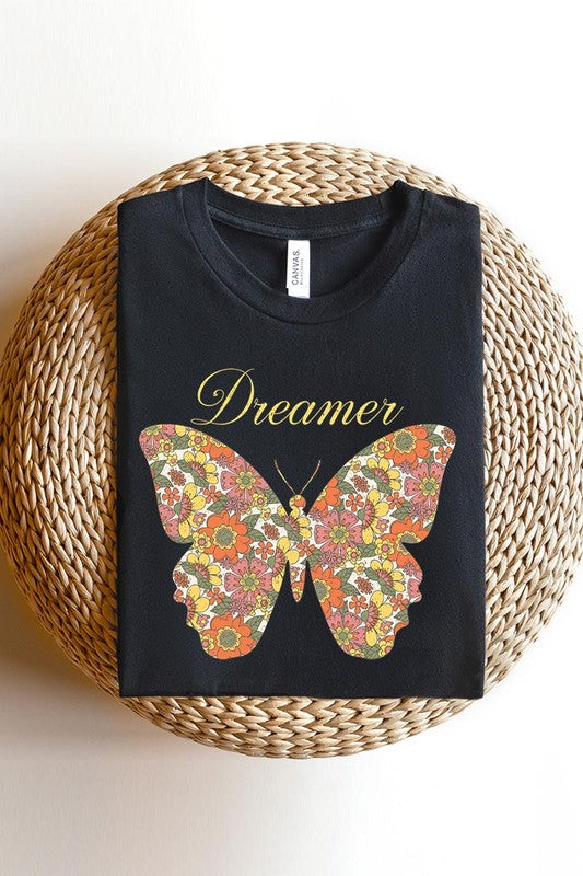 Dream Floral Butterfly Graphic T Shirts - Lily and Lavender Boutique