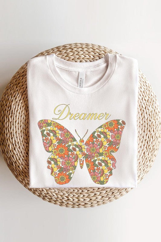 Dream Floral Butterfly Graphic T Shirts - Lily and Lavender Boutique