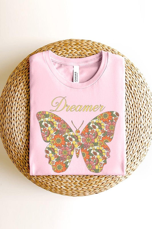 Dream Floral Butterfly Graphic T Shirts - Lily and Lavender Boutique