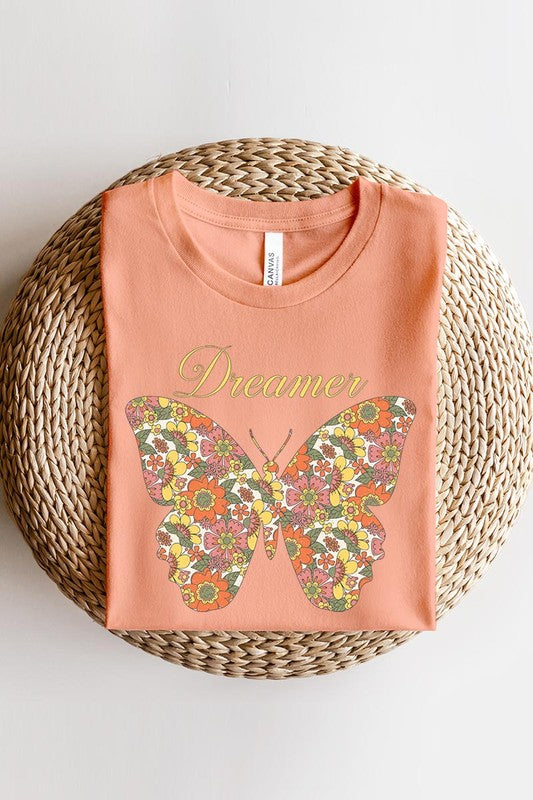 Dream Floral Butterfly Graphic T Shirts - Lily and Lavender Boutique