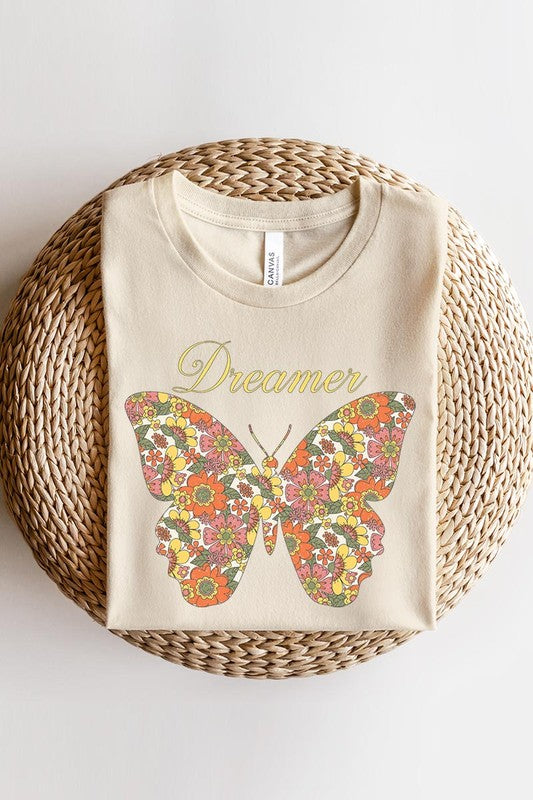 Dream Floral Butterfly Graphic T Shirts - Lily and Lavender Boutique