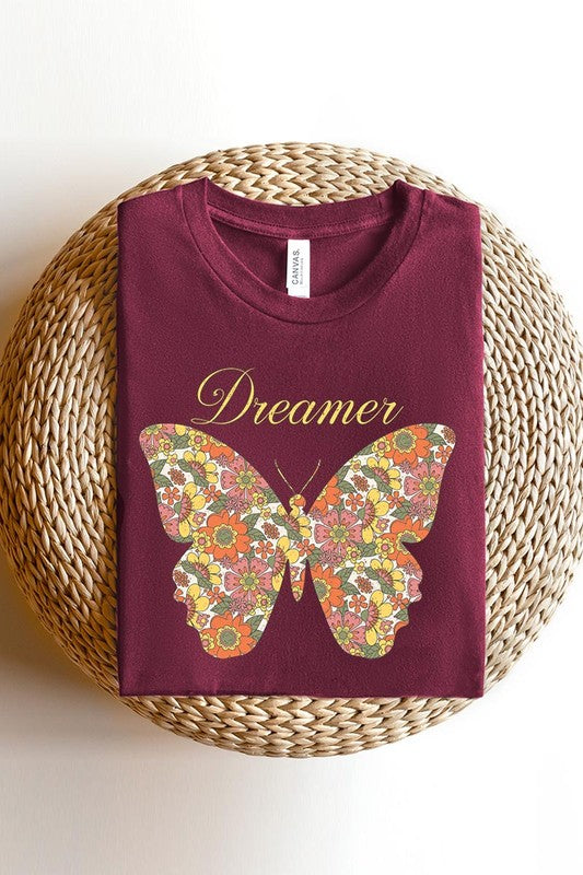 Dream Floral Butterfly Graphic T Shirts - Lily and Lavender Boutique