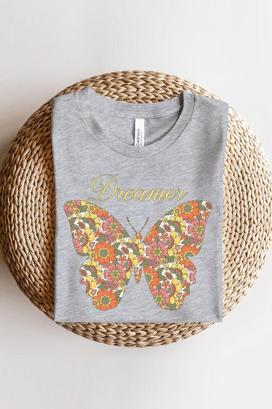 Dream Floral Butterfly Graphic T Shirts - Lily and Lavender Boutique