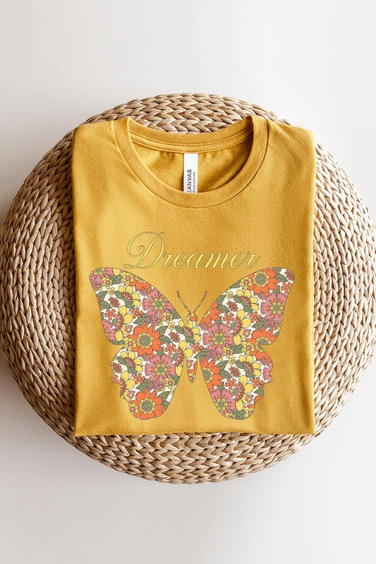 Dream Floral Butterfly Graphic T Shirts - Lily and Lavender Boutique