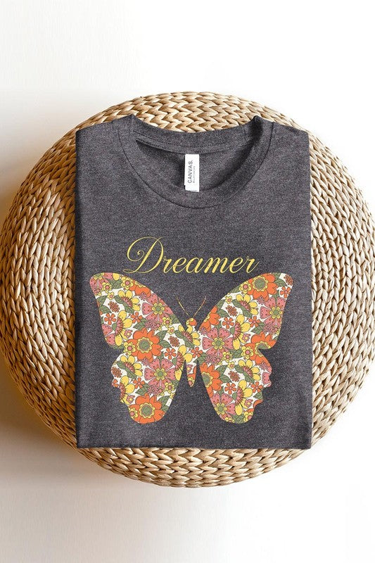 Dream Floral Butterfly Graphic T Shirts - Lily and Lavender Boutique