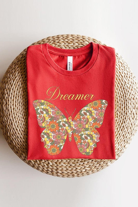 Dream Floral Butterfly Graphic T Shirts - Lily and Lavender Boutique