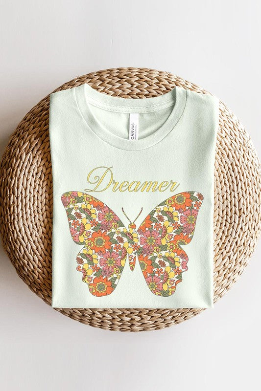 Dream Floral Butterfly Graphic T Shirts - Lily and Lavender Boutique