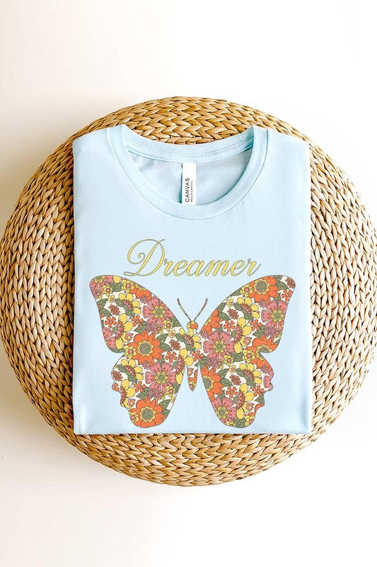 Dream Floral Butterfly Graphic T Shirts - Lily and Lavender Boutique