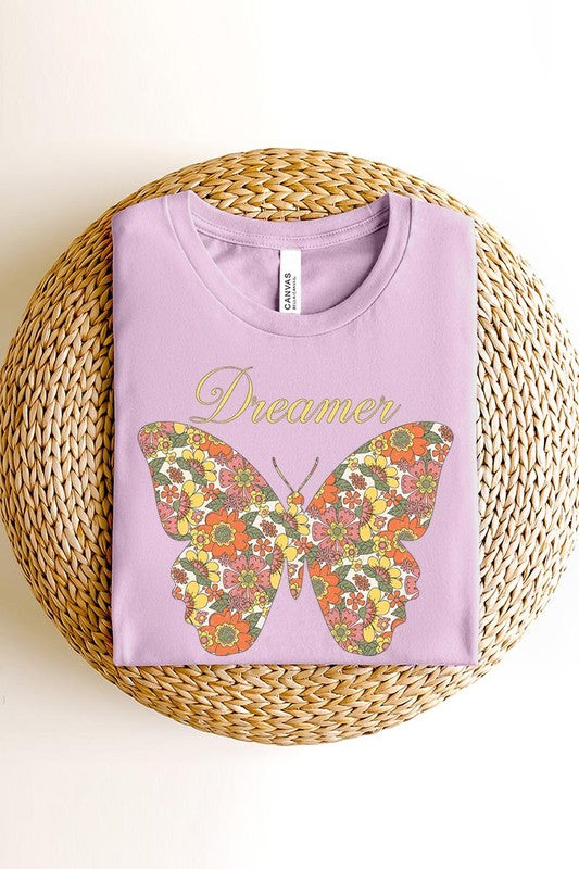 Dream Floral Butterfly Graphic T Shirts - Lily and Lavender Boutique