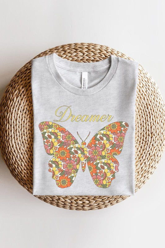 Dream Floral Butterfly Graphic T Shirts - Lily and Lavender Boutique