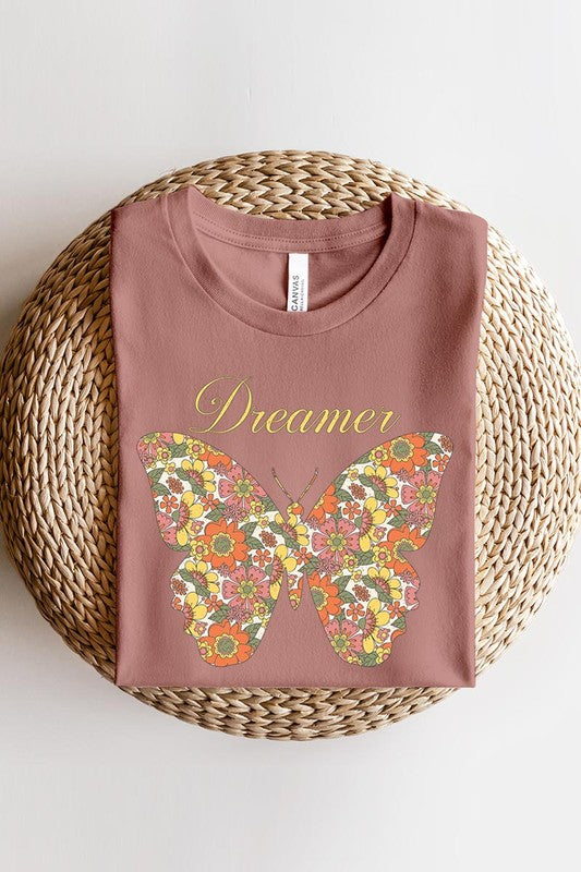 Dream Floral Butterfly Graphic T Shirts - Lily and Lavender Boutique