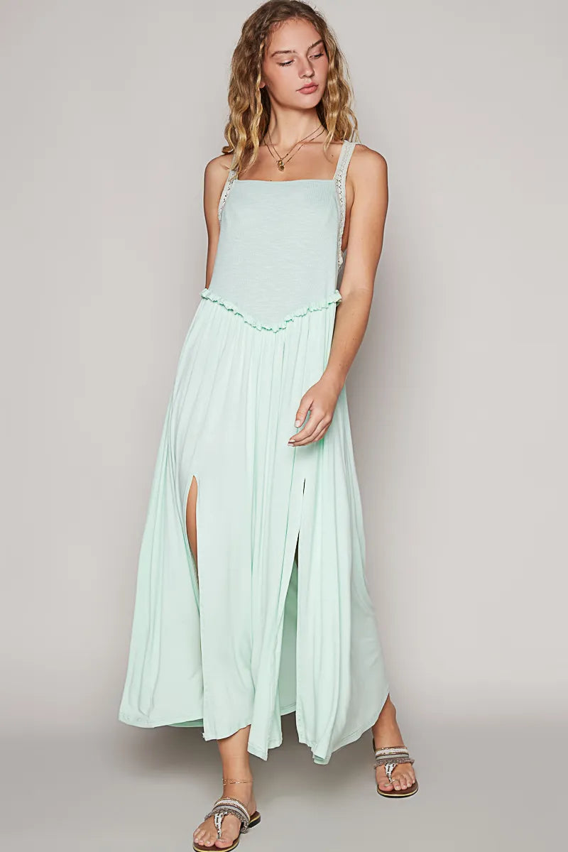 POL Frill Slit Square Neck Cami Dress - Lily and Lavender Boutique