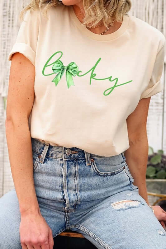 Lucky St.Patricks Day Bow Graphic Tee
