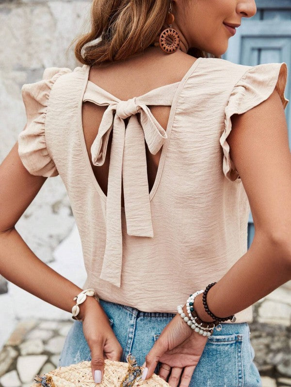 Tie back ruffle blouse - Lily and Lavender Boutique
