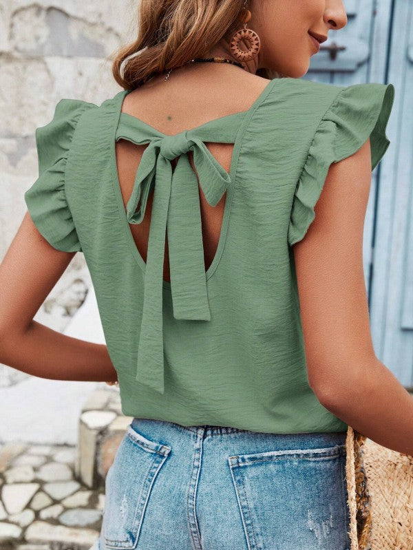 Tie back ruffle blouse - Lily and Lavender Boutique