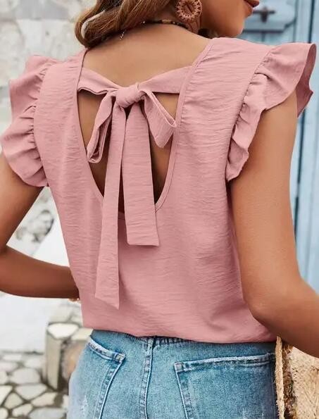 Tie back ruffle blouse - Lily and Lavender Boutique