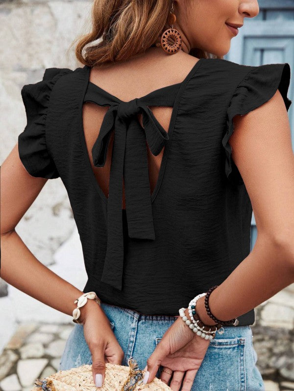 Tie back ruffle blouse - Lily and Lavender Boutique