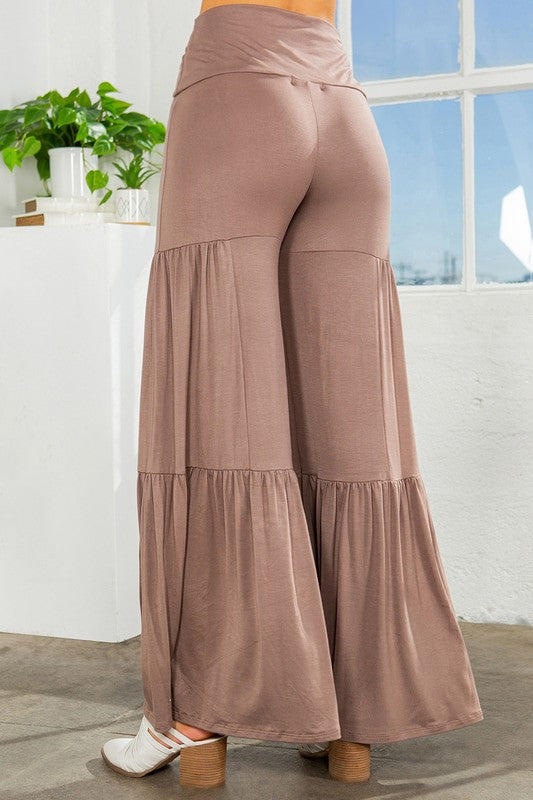 Tiered Ruffle High Waisted Wide Leg Pants - Lily and Lavender Boutique