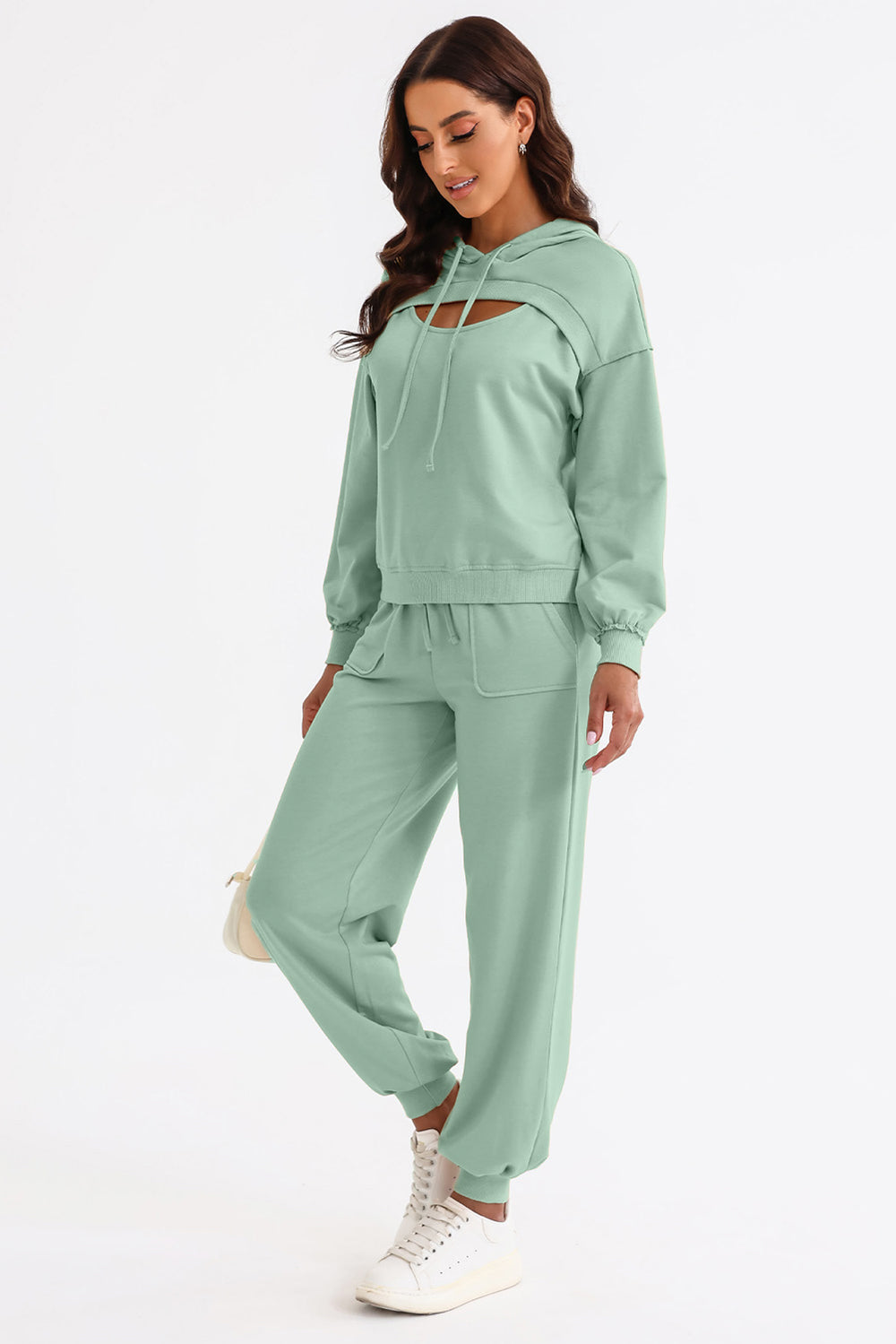 Cutout Drawstring Hoodie and Joggers Active Set - Lily and Lavender Boutique