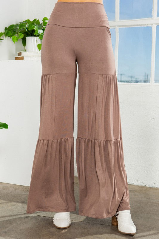Tiered Ruffle High Waisted Wide Leg Pants - Lily and Lavender Boutique
