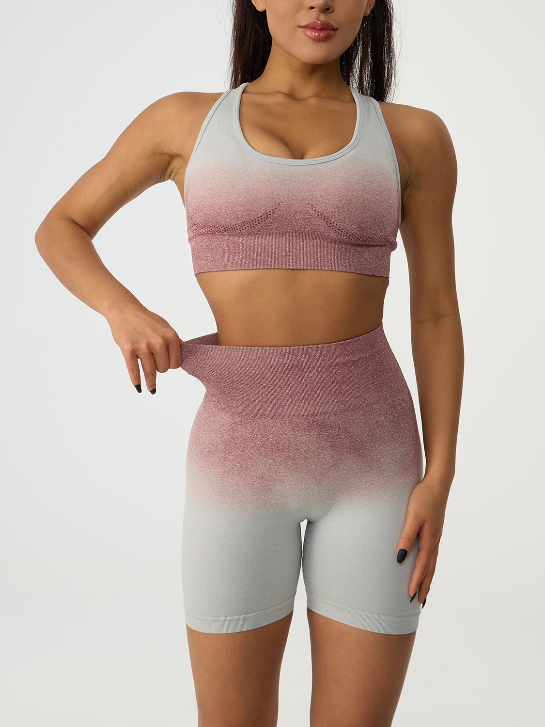 Gradient Scoop Neck Tank and High Waist Shorts Active Set - Lily and Lavender Boutique