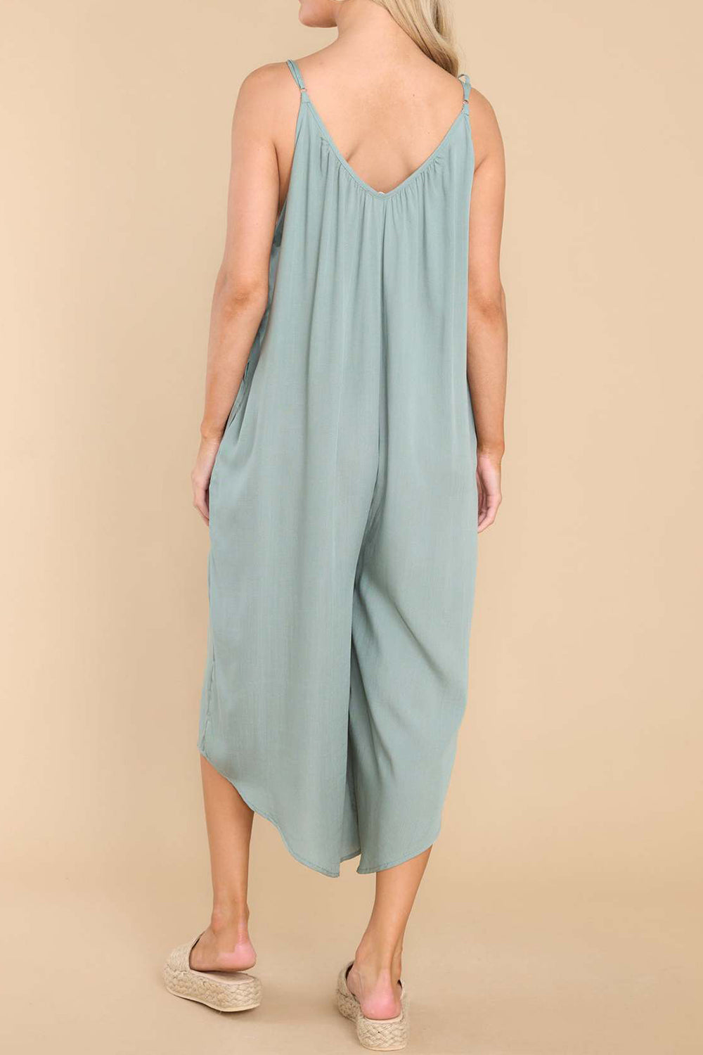 Pocketed Spaghetti Strap V-Neck Jumpsuit - Lily and Lavender Boutique