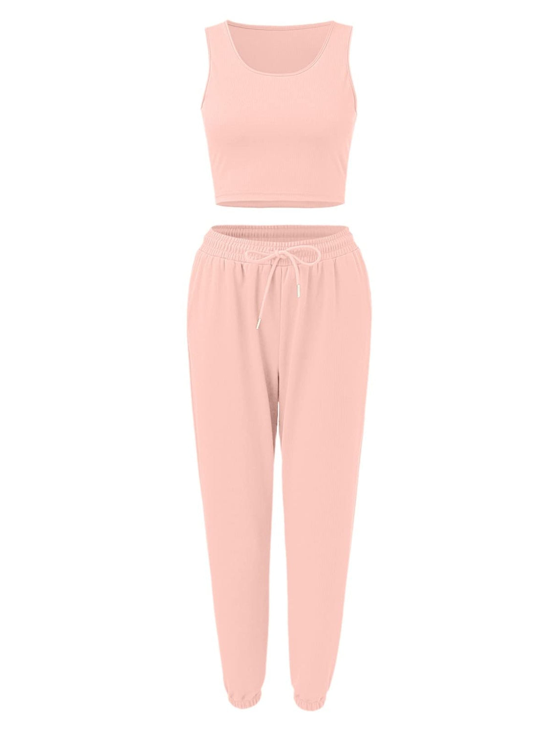 Wide Strap Top and Drawstring Joggers Set - Lily and Lavender Boutique