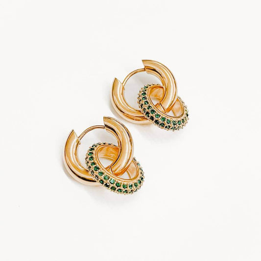 Double The Hoop Gold and Zirconia Earrings