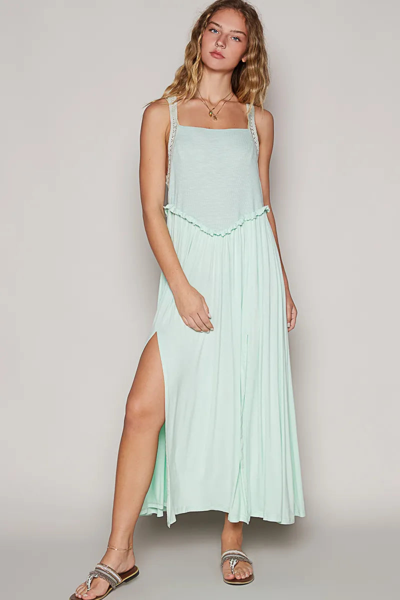 POL Frill Slit Square Neck Cami Dress - Lily and Lavender Boutique