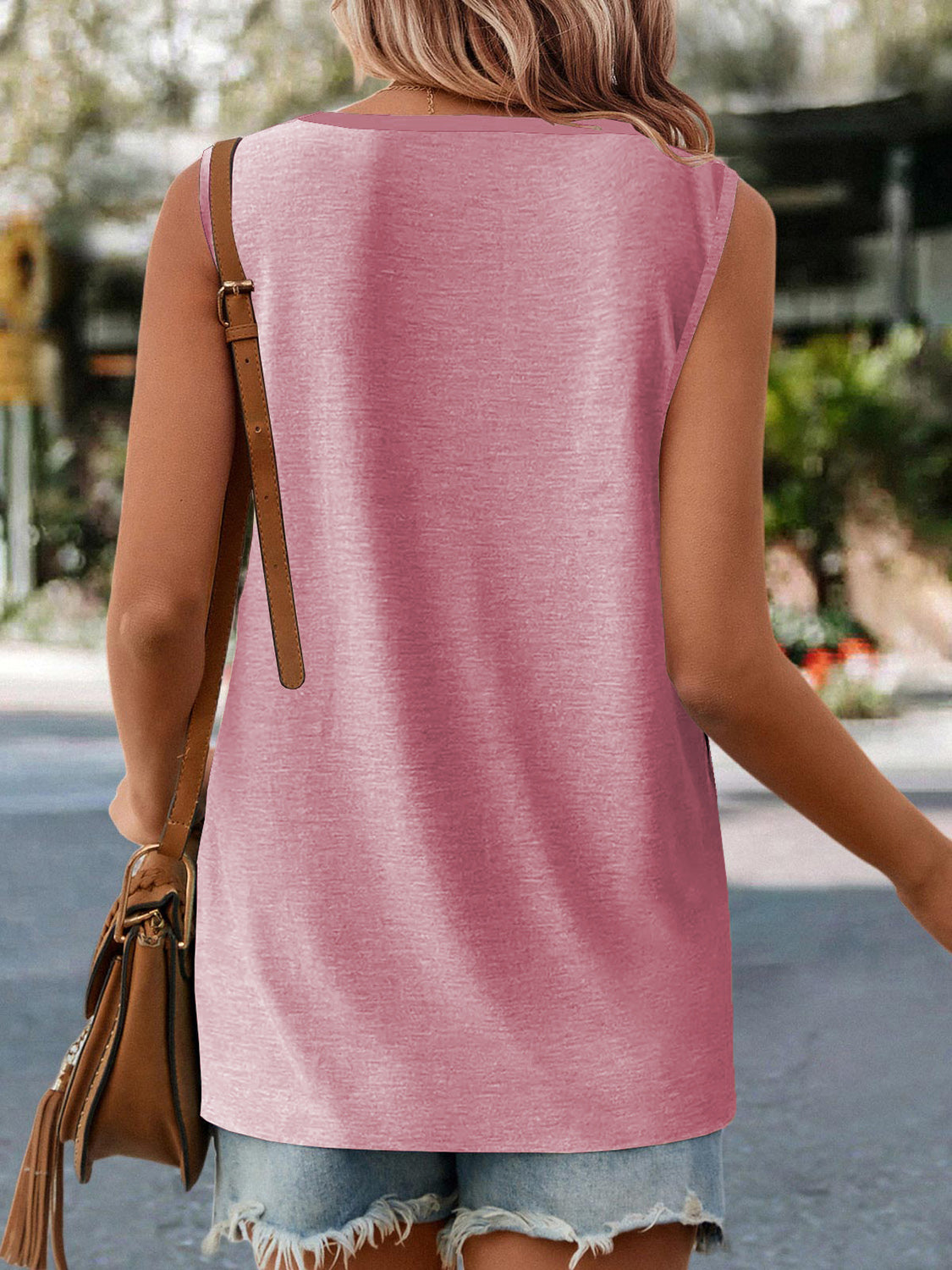 Pin-Tuck Round Neck Tank - Lily and Lavender Boutique