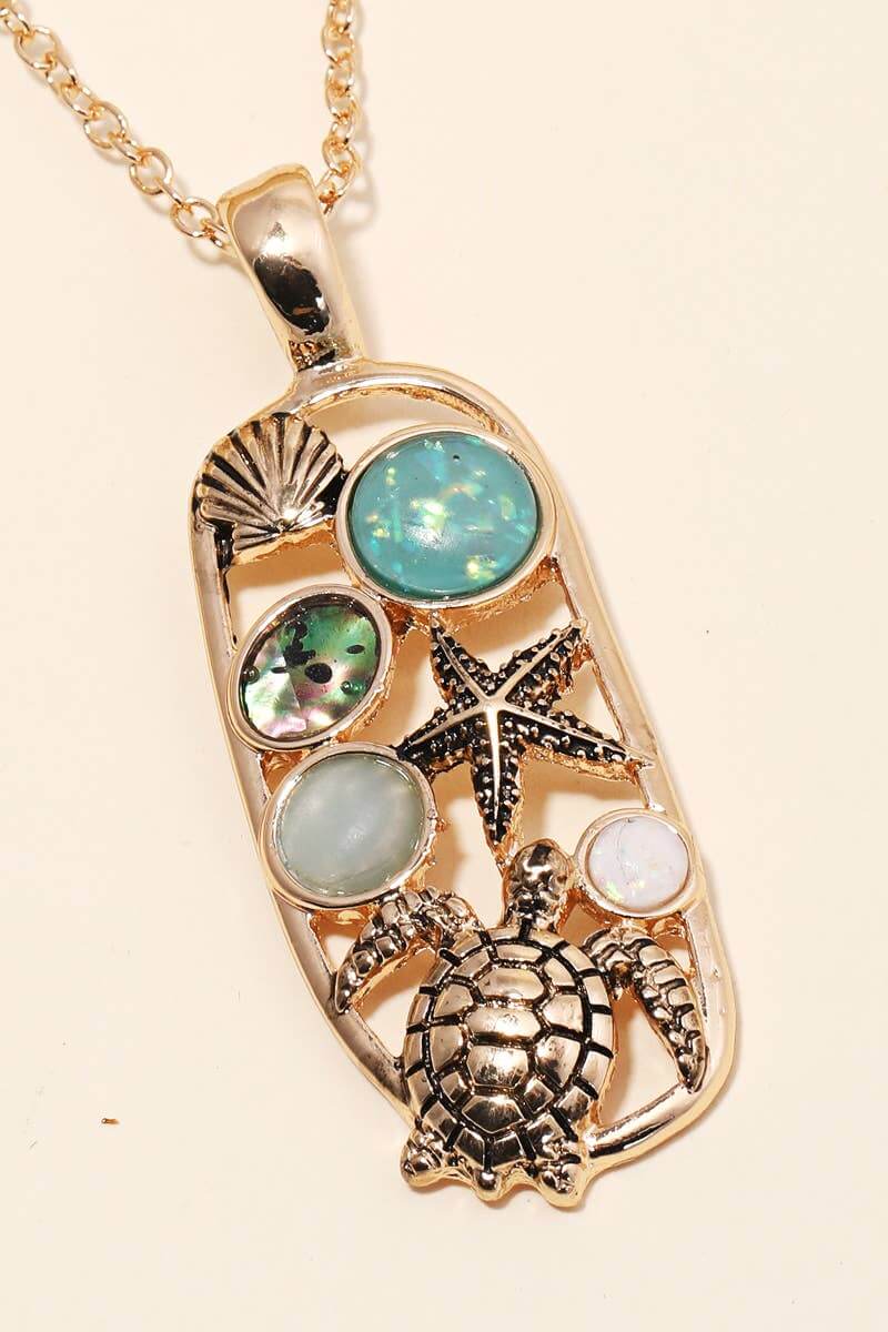 Opal Starfish Sea Life Pendant Necklace: AGMT