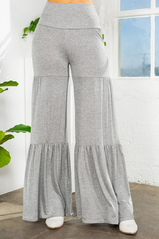 Tiered Ruffle High Waisted Wide Leg Pants - Lily and Lavender Boutique