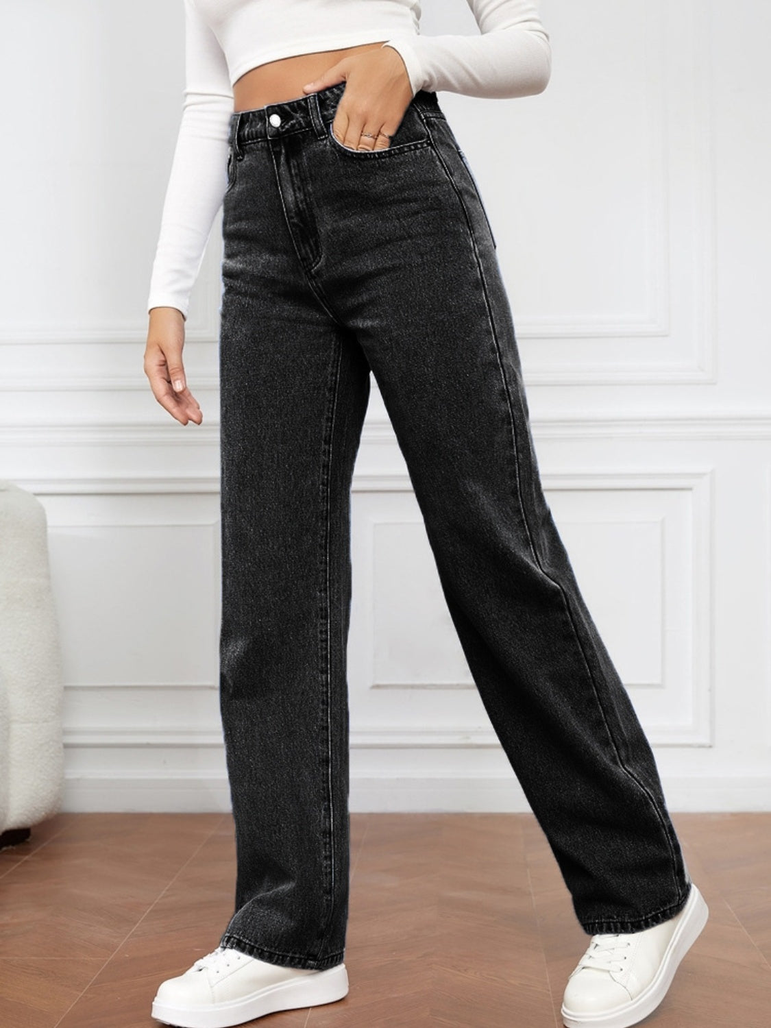 High Waist Straight Jeans - Lily and Lavender Boutique