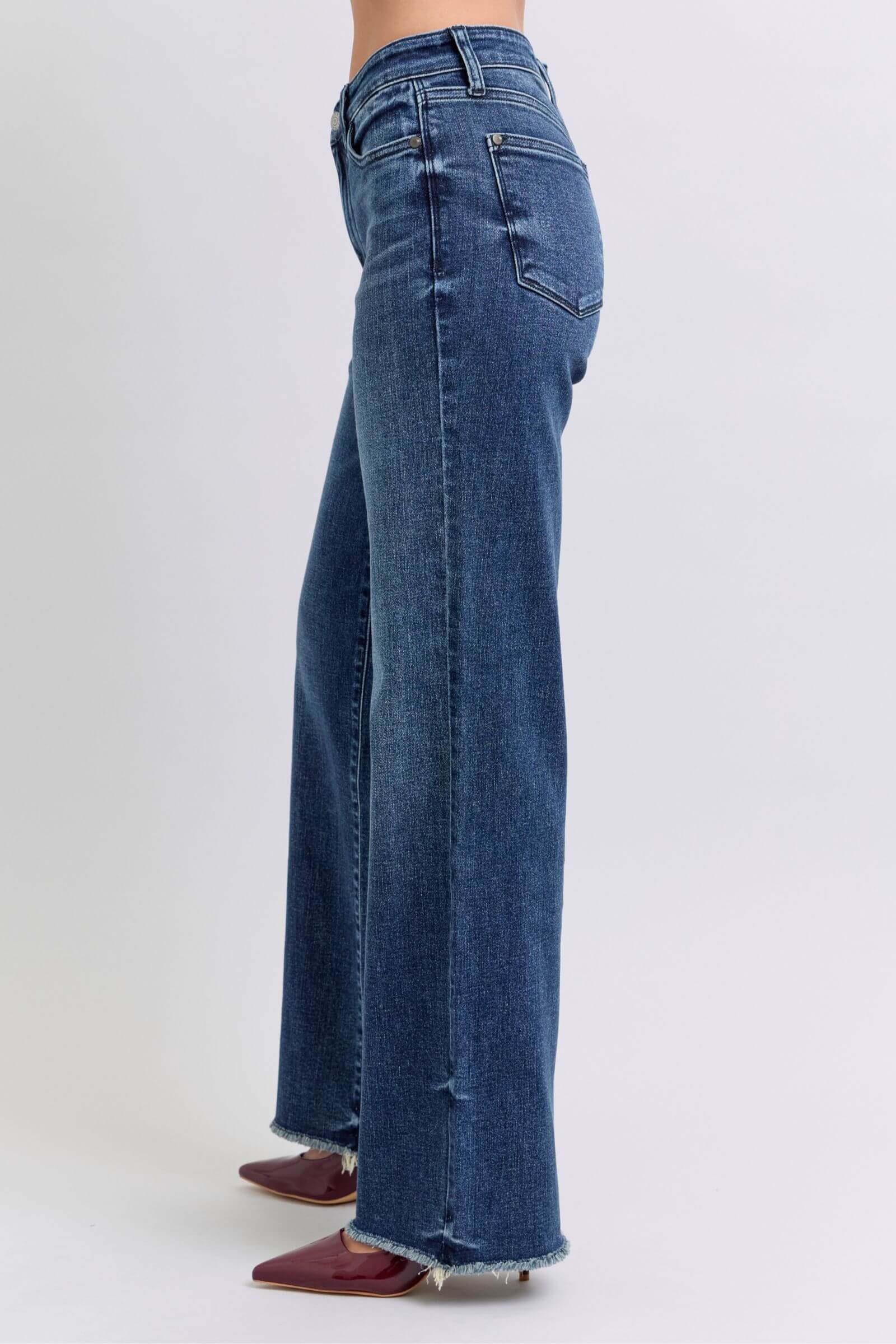 Judy Blue Full Size Raw Hem Mid Rise Jeans - Lily and Lavender Boutique