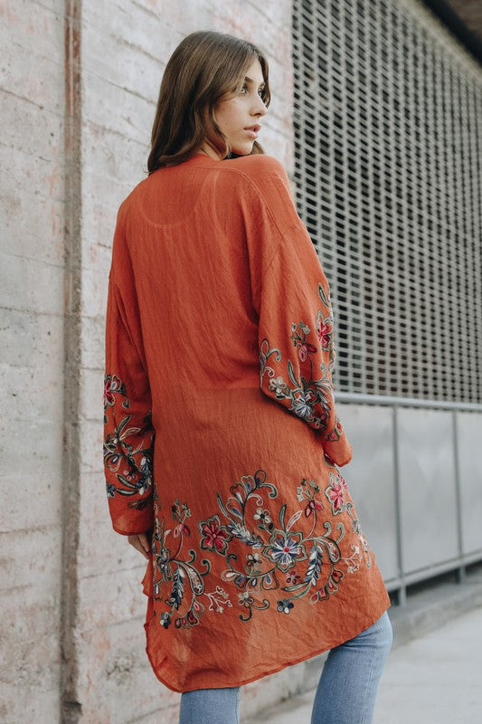 Long Floral Kimono Cardigan - Lily and Lavender Boutique