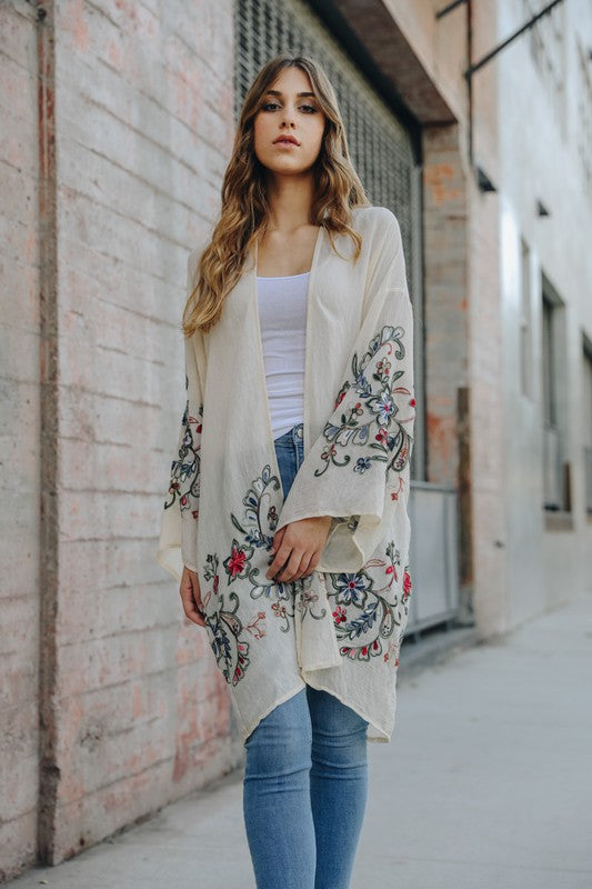 Long Floral Kimono Cardigan - Lily and Lavender Boutique