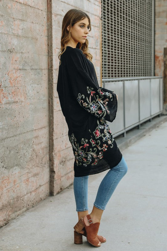 Long Floral Kimono Cardigan - Lily and Lavender Boutique