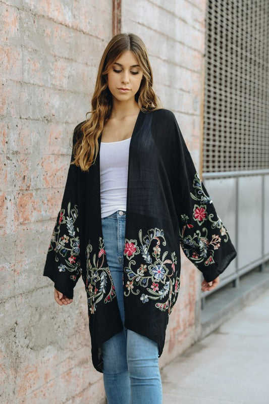 Long Floral Kimono Cardigan - Lily and Lavender Boutique