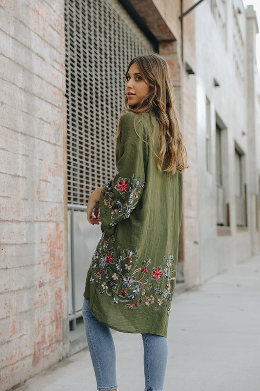 Long Floral Kimono Cardigan - Lily and Lavender Boutique