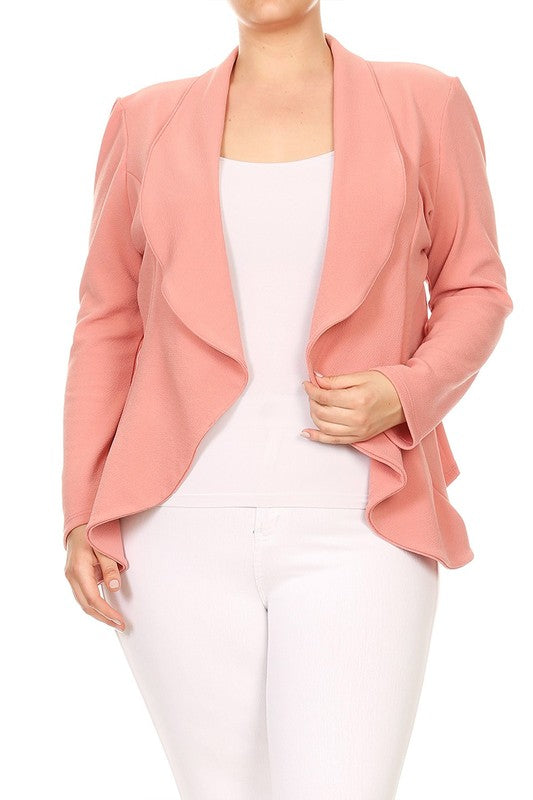 Plus Casual Solid open front jacket blazer - Lily and Lavender Boutique