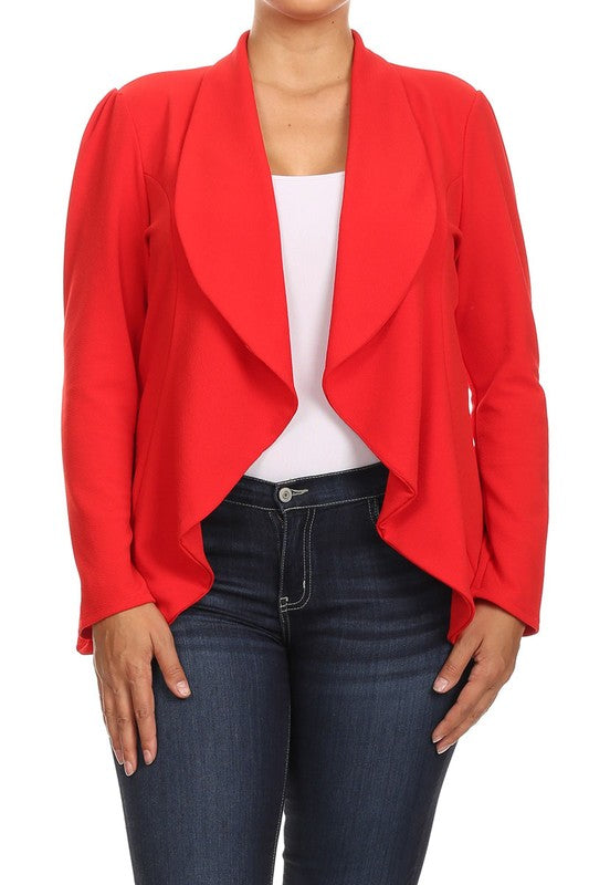 Plus Casual Solid open front jacket blazer - Lily and Lavender Boutique