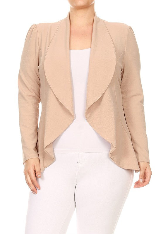 Plus Casual Solid open front jacket blazer - Lily and Lavender Boutique