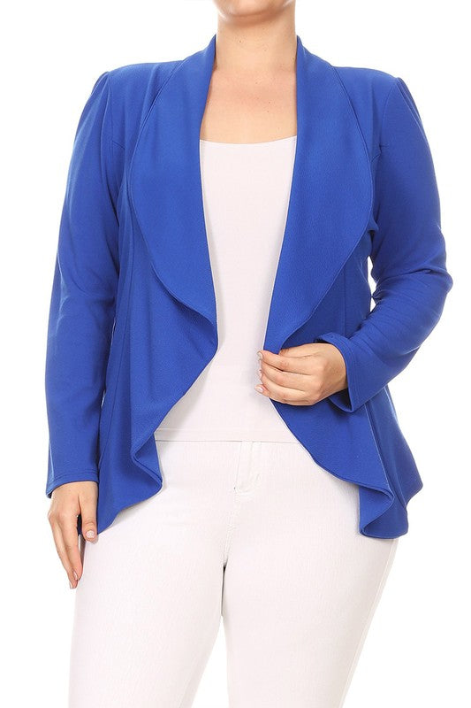 Plus Casual Solid open front jacket blazer - Lily and Lavender Boutique