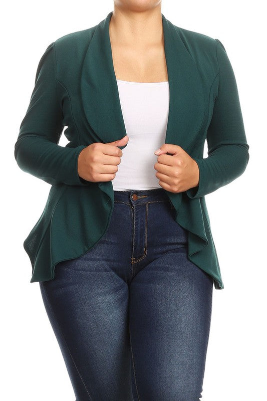 Plus Casual Solid open front jacket blazer - Lily and Lavender Boutique