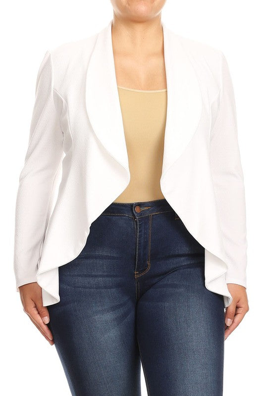 Plus Casual Solid open front jacket blazer - Lily and Lavender Boutique