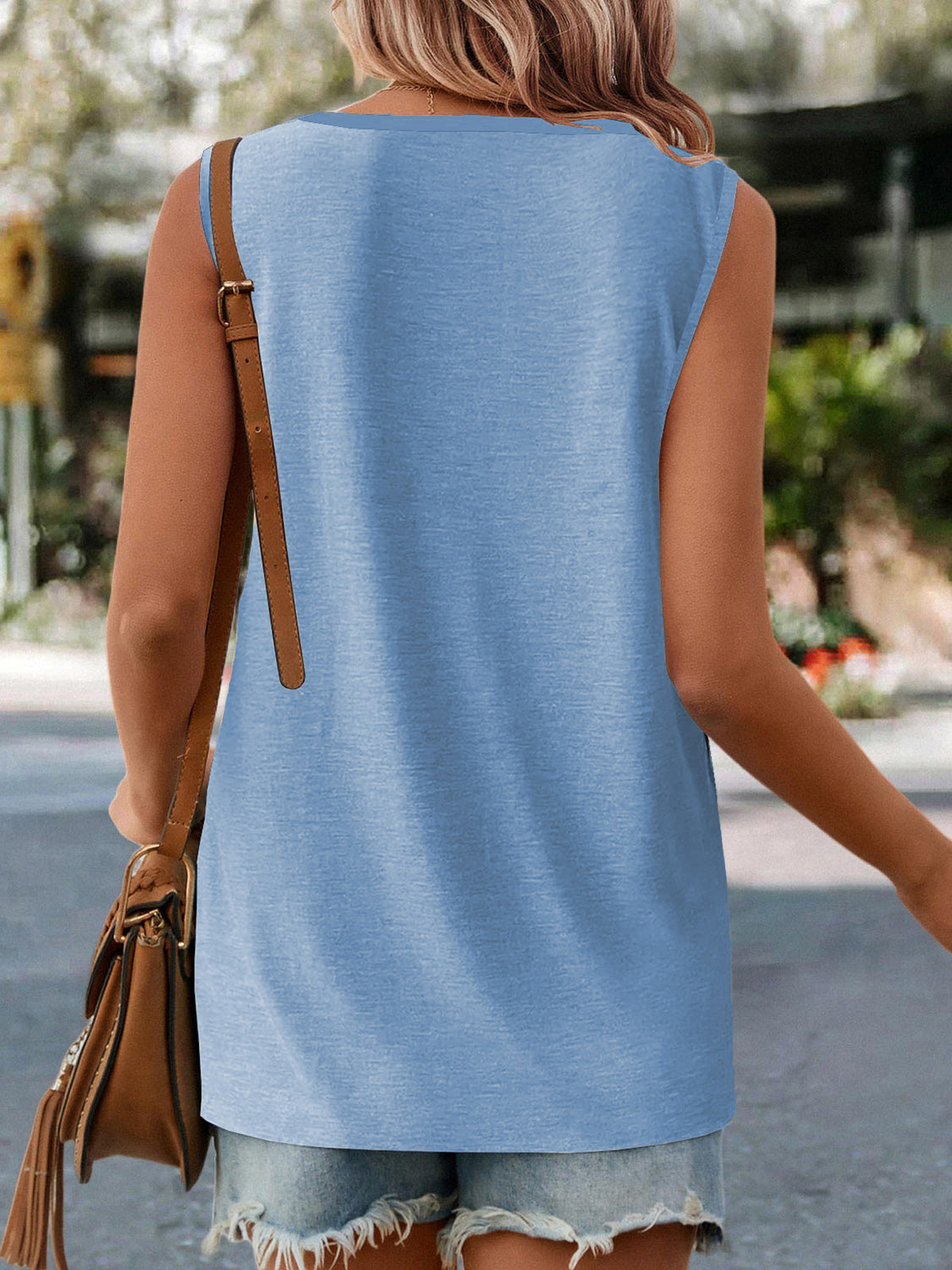 Pin-Tuck Round Neck Tank - Lily and Lavender Boutique