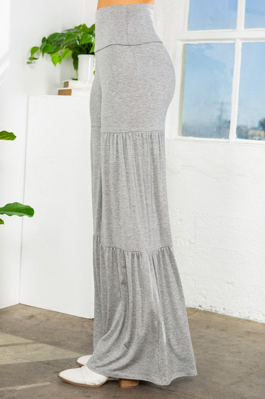 Tiered Ruffle High Waisted Wide Leg Pants - Lily and Lavender Boutique