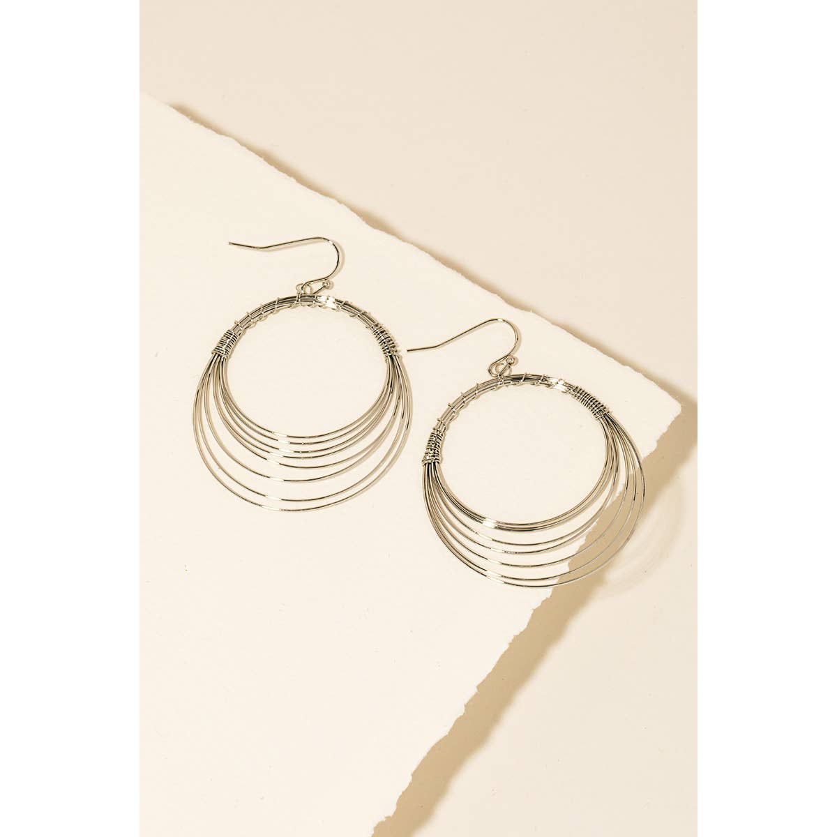 Layered Metallic Hoops Dangle Earrings: RH