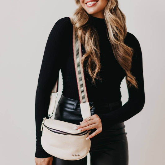 Sutton Crossbody Sling Bag: Cream